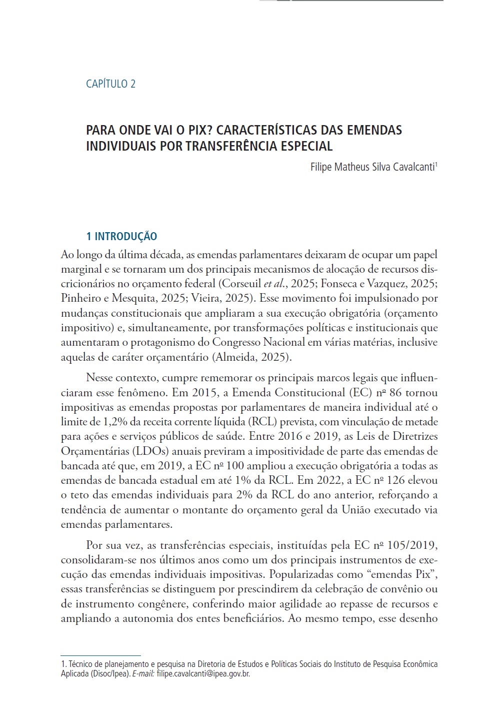 Capa de Para onde vai o Pix? Características das emendas individuais por transferência especial