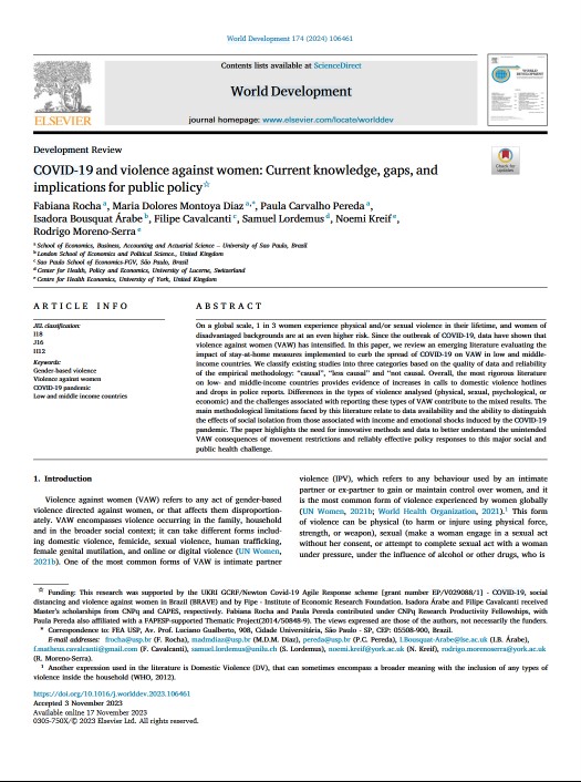 Capa de COVID-19 and violence against women: current knowledge, gaps, and implications for public policy